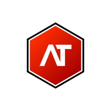 Bir T harfli altıgen şekilli logo şablonu