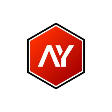 Bir Y İlk Harfi Altıgen Şekil Logo Şablonu