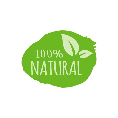 % 100 Doğal Gıda Damgası İllüstrasyon Tasarım Vektörü Şablonu