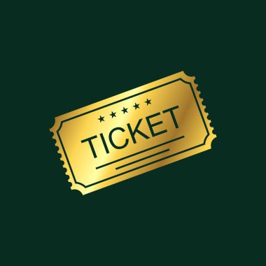 Altın Renk Bilet Simgesi Vektör Şablonu