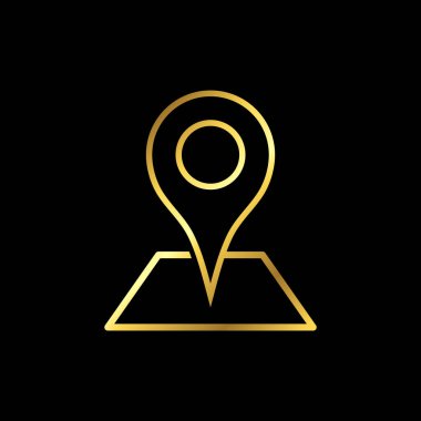 Altın Harita Konumu Simge Vektör Şablonu