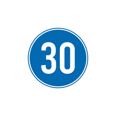 Çember Mavi Zorunlu, Düzenleyici Yol İşareti Vektör Şablonu