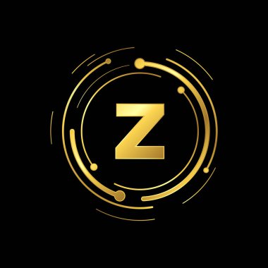 Z harfi İlk Altın Rengi Siber Çokluortam Logosu