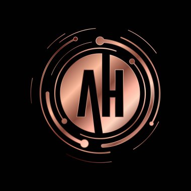 Harf A H İlk Cooper Rengi Siber Çokluortam Logosu