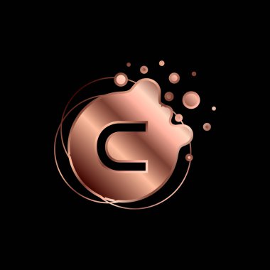 C harfi İlk Cooper Rengi Sıvı Bubble Modern Logosu
