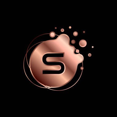 S harfi Cooper Renkli Sıvı Bubble Modern Logosu