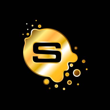 S harfi İlk Altın Renk Sıvı Bubble Modern Logosu