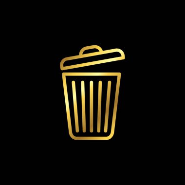 Altın Renk Çöp Kutusu Simge Vektör Şablonu