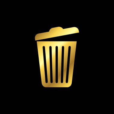 Altın Renk Çöp Kutusu Simge Vektör Şablonu