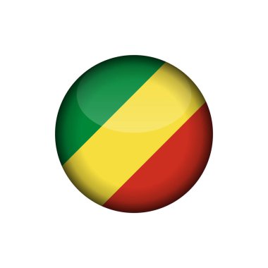 Kongo Cumhuriyeti Bayrak Çemberi Düğmesi Vektör Şablonu