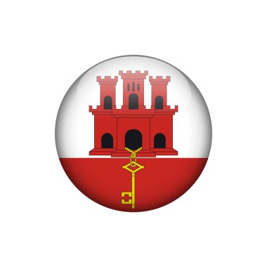 Gibraltar Bayrak Çemberi Düğmesi Vektör Şablonu