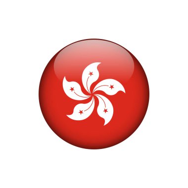 Hong Kong Bayrak Çemberi Düğmesi Vektör Şablonu