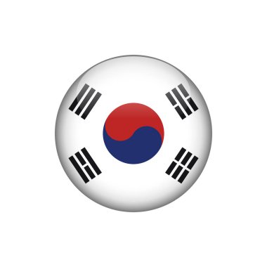 Güney Kore Bayrak Çemberi Düğmesi Vektör Şablonu