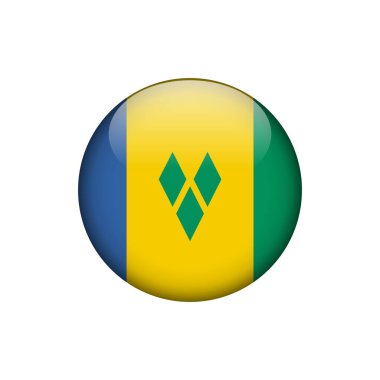 Saint Vincent ve Grenadines Bayrak Çemberi Düğmesi Vektör Şablonu