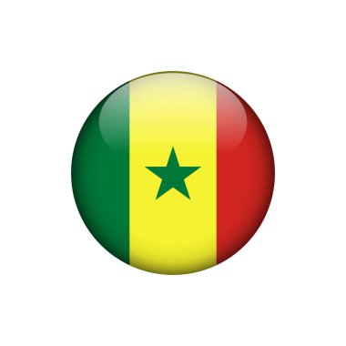 Senegal Bayrak Çemberi Düğmesi Vektör Şablonu