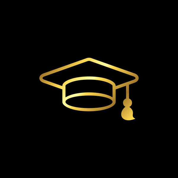 Шаблон вектора иконки шапки золотого цвета