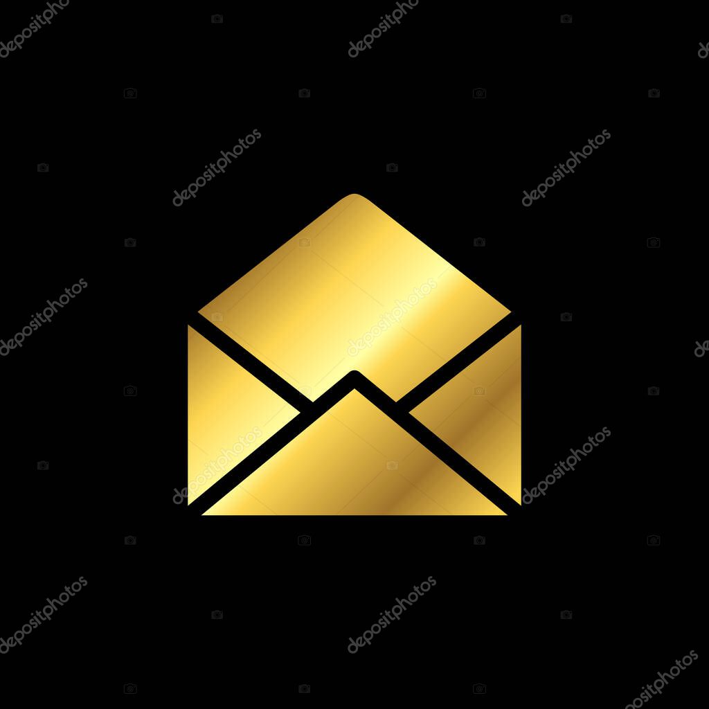 Gold Color Trendy Envelope Icon Vector Template