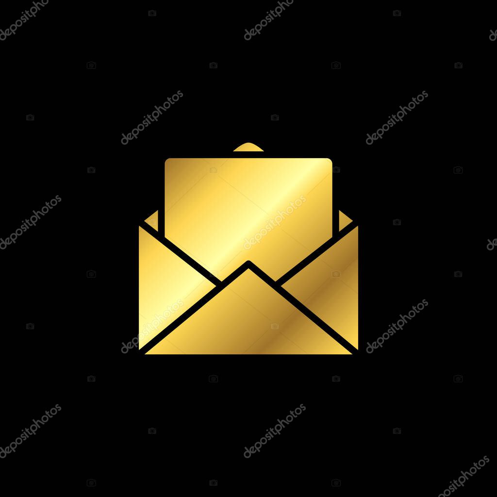 Gold Color Trendy Envelope Icon Vector Template