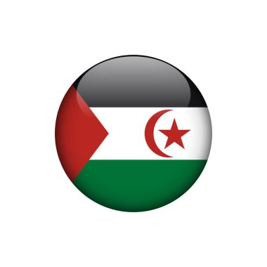 Batı Sahra Bayrak Çemberi Düğmesi Vektör Şablonu