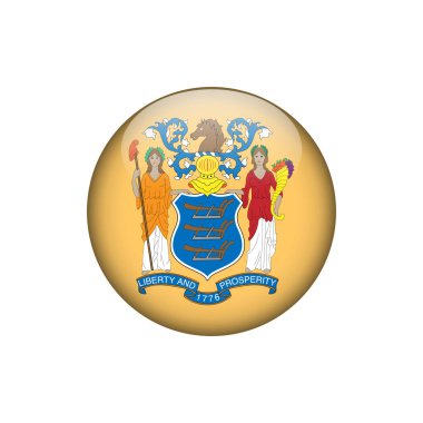 ABD Birleşik Devletleri Vektör Şablonu 'nun New Jersey Yuvarlak Çember Düğme Bayrağı