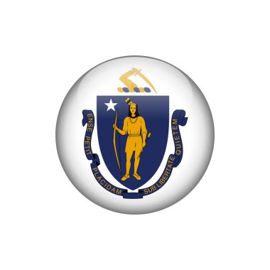 ABD Vektör Şablonu Massachusetts Yuvarlak Çember Bayrağı