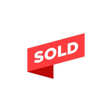 Çıkartma sattım. Satıldı işareti. Sancak vektör şablonu satıldı