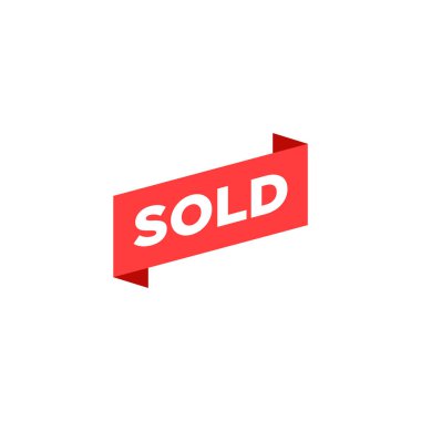 Çıkartma sattım. Satıldı işareti. Sancak vektör şablonu satıldı