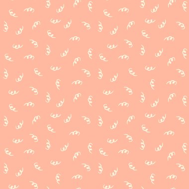 Sıcak bej bej beyazı döner el yumuşak pastel klasik şeftali rengi arka planda spiraller çizer. Yama ve küçük kızlar için yorgan dikmek için süper şirin blender deseni.