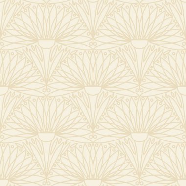 Soyut geometrik 1920 'ler sanat deco art nouveau vintage beyaz çiçekleri rombositleri ve krem bej beyazı ana hatları. Sakinleştirici tek renkli Japon çiftlik evi stili çiçeksiz vektör deseni.