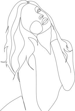 Güzel bir kız figürünün çizimi. Bir kadın cesedi. Sürekli bir çizgi. Güzellik ve cazibe konsepti. El çizimi vektör illüstrasyonu.