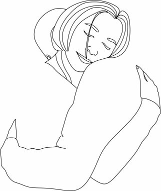 Kadın ve erkeğin doğrusal soyut çizimi. Öptüm, Sevgililer Günü. Sevgi. Vektör illüstrasyonu, el çizimi, düğün çiftleri.