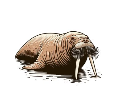 Atlantic walrus hand drawn vector illustration clipart