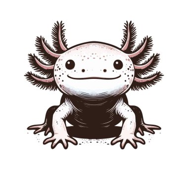 Axolotl el çizimi vektör çizimi