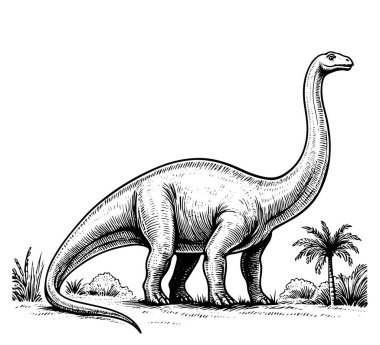 Brachiosaurus el çizimi çizim vektörü grafiği