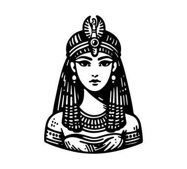 Cleopatra Egyptian Pharaoh sketch hand drawn vector illustration