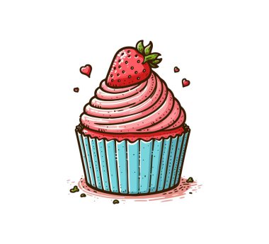 Cupcake el çizimi vektör grafik varlığı