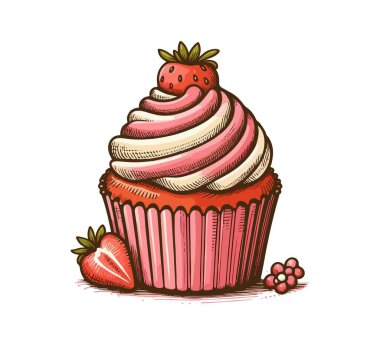 Cupcake el çizimi vektör grafik varlığı