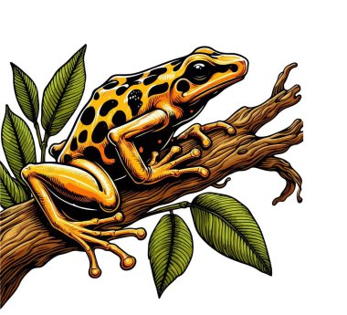 Golden poison frog hand drawn vector illustration clipart