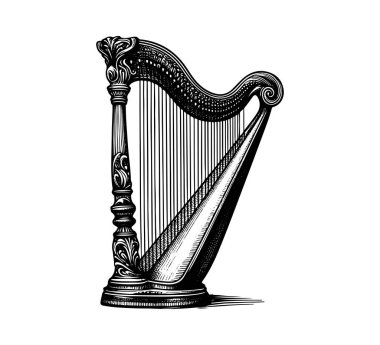 Harp Müzik Enstrümanı el çizimi vektörü