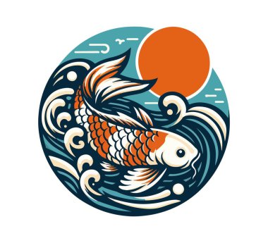 Koi fish hand drawn vintage vector