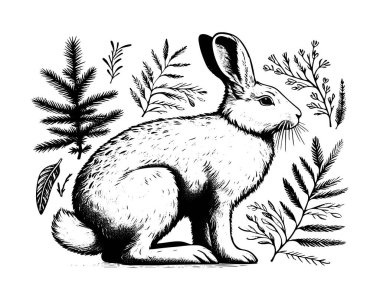 Snowshoe hare hand drawn vector illustration clipart