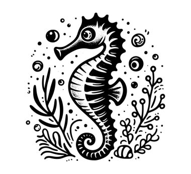 Seahorse hand drawn vecctor illustration clipart