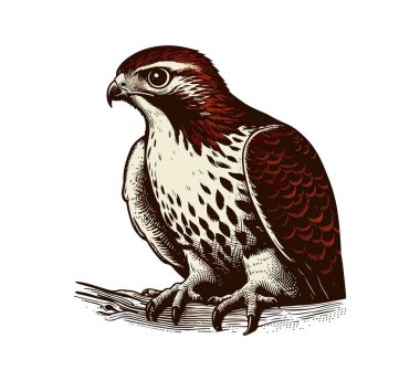 Red-tailed hawk hand drawn vector illustration clipart