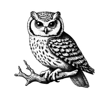 Scops Owl hand drawn vector illustration clipart