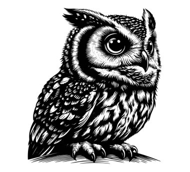 Scops Owl hand drawn vector illustration clipart