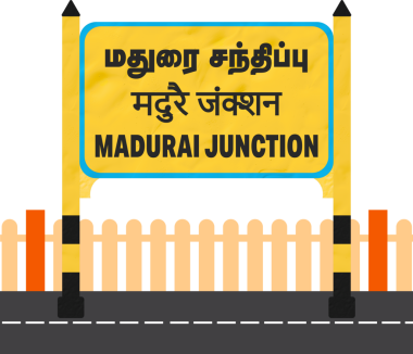 Dindigul Junctionrailway istasyon adı tahtası, çok dilli, şeffaf arkaplan