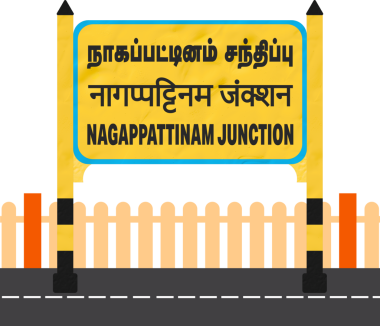 Dindigul Junctionrailway istasyon adı tahtası, çok dilli, şeffaf arkaplan