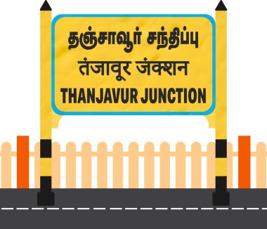 Dindigul Junctionrailway istasyon adı tahtası, çok dilli, şeffaf arkaplan