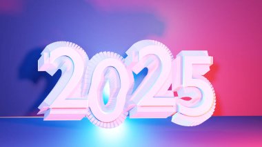 2025 mutlu yeni yıl yaratıcı geçmişi. 3 boyutlu görüntüleme. 3d illüstrasyon.