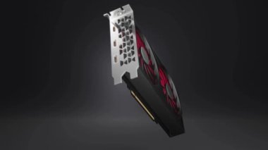 Siyah arkaplandaki bilgisayarlar için 3D modern güçlü Grafic Card, kapat -